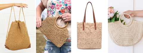 Summer Bags, Handbags, Purses in Crochet Lace, Straw, and Paper