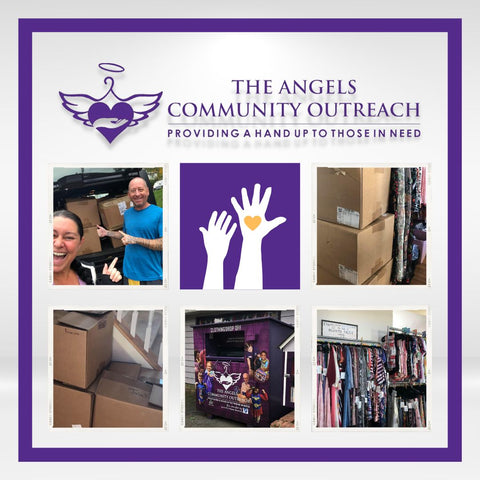The Angels Community Outreach derbecca donates clothing to those in need