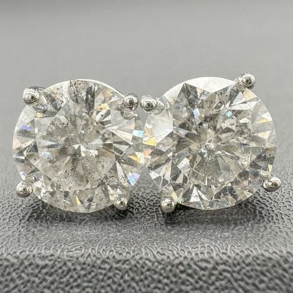 3 Stone Diamond Earrings, 14K Gold 0.24 Ct Diamond Earrings