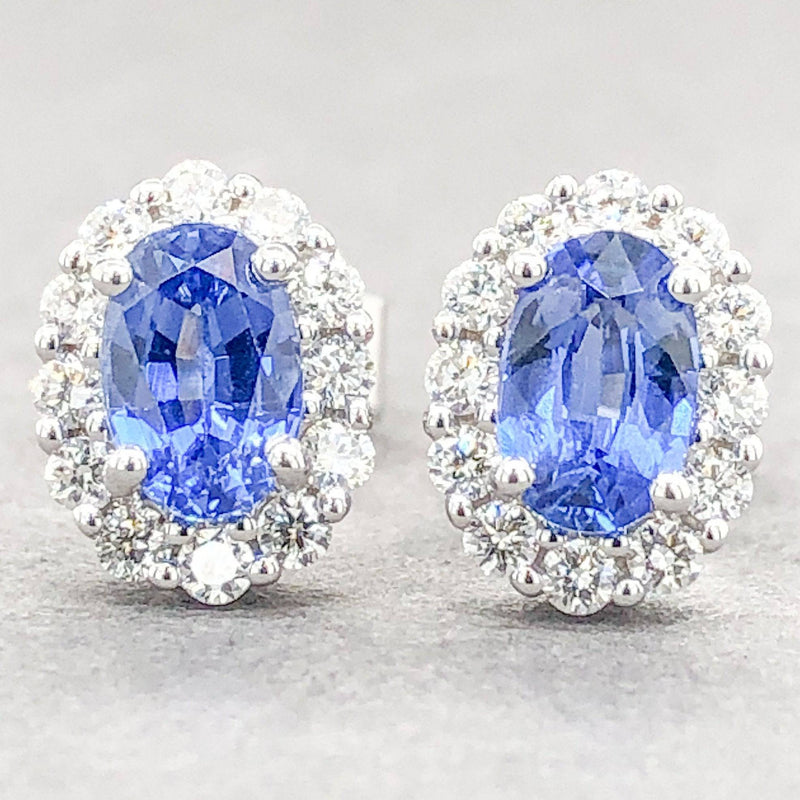 Estate 14K White Gold Sapphire & 0.33cttw Diamond Earrings - Walter Bauman Jewelers