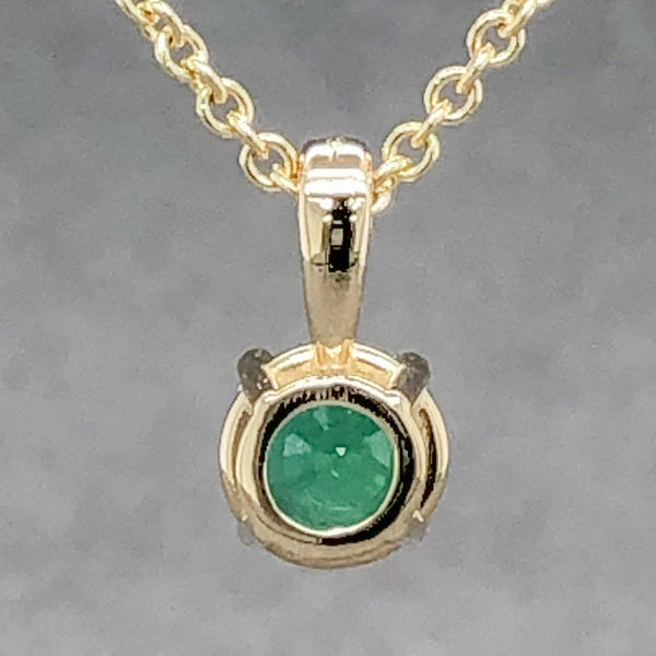 Estate 14K Y Gold 0.48ct Emerald Solitaire Pendant - Walter Bauman Jewelers