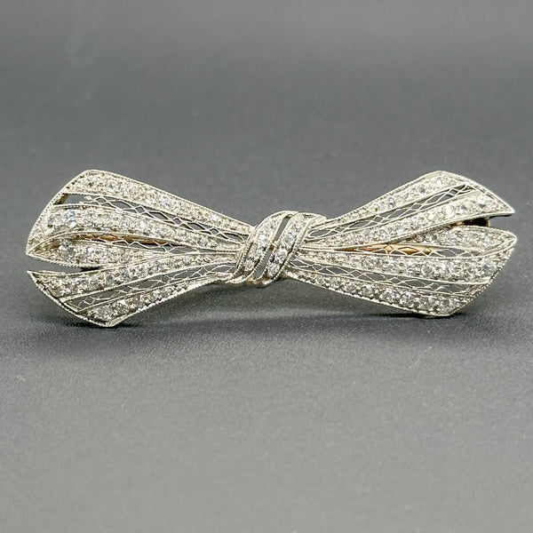 Edwardian 14K Gold Platinum Topped OMC Diamond Pin | Kirsten's Corner