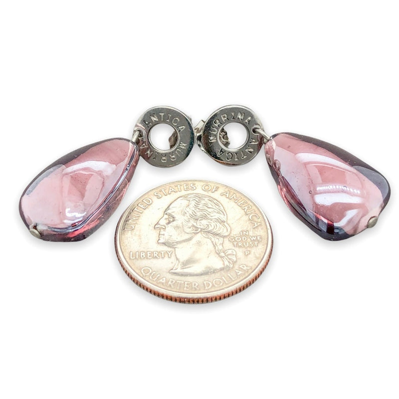 STST Purple Triangle Murano Glass Bead Drop Earrings - Walter Bauman Jewelers