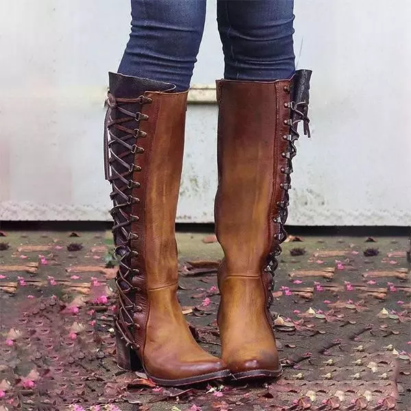 back zipper vintage lace up boots