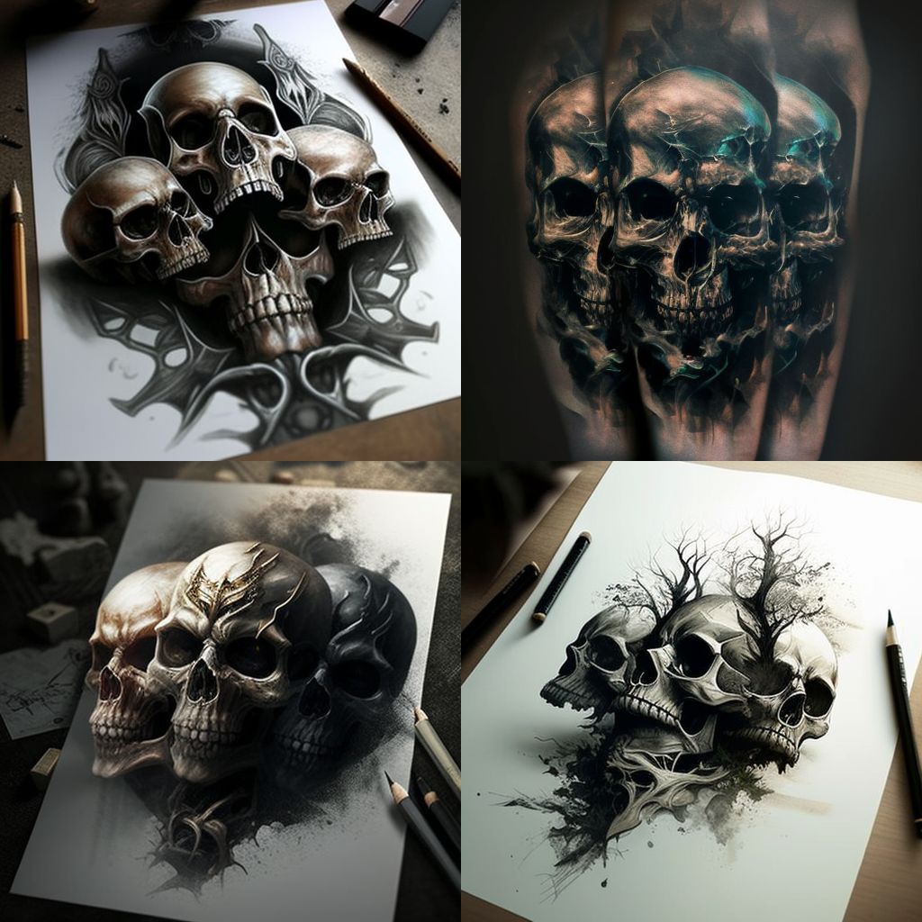 Tatouages tête de mort 3 CRÂNES