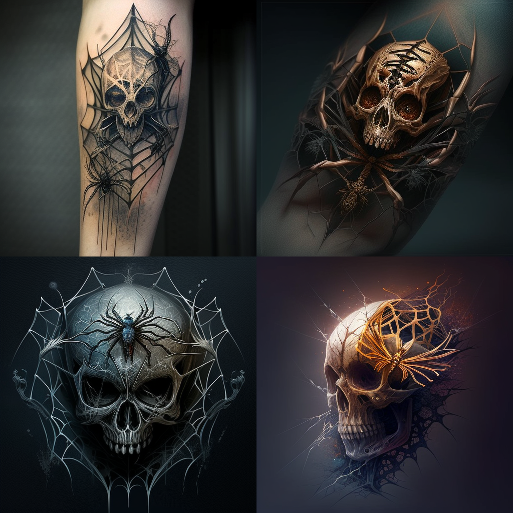 Tatouages tête de mort ARAIGNEE