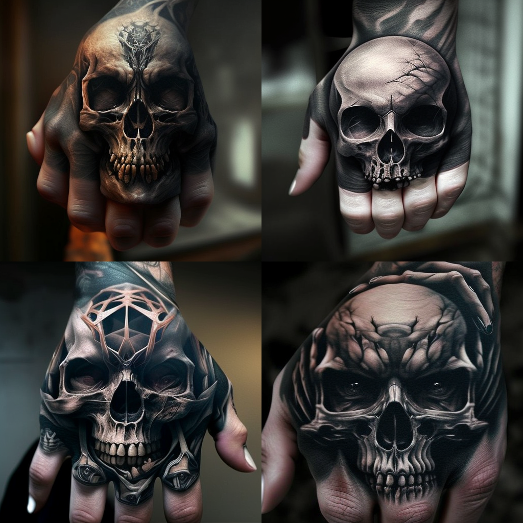 Tatouages tête de mort MAIN