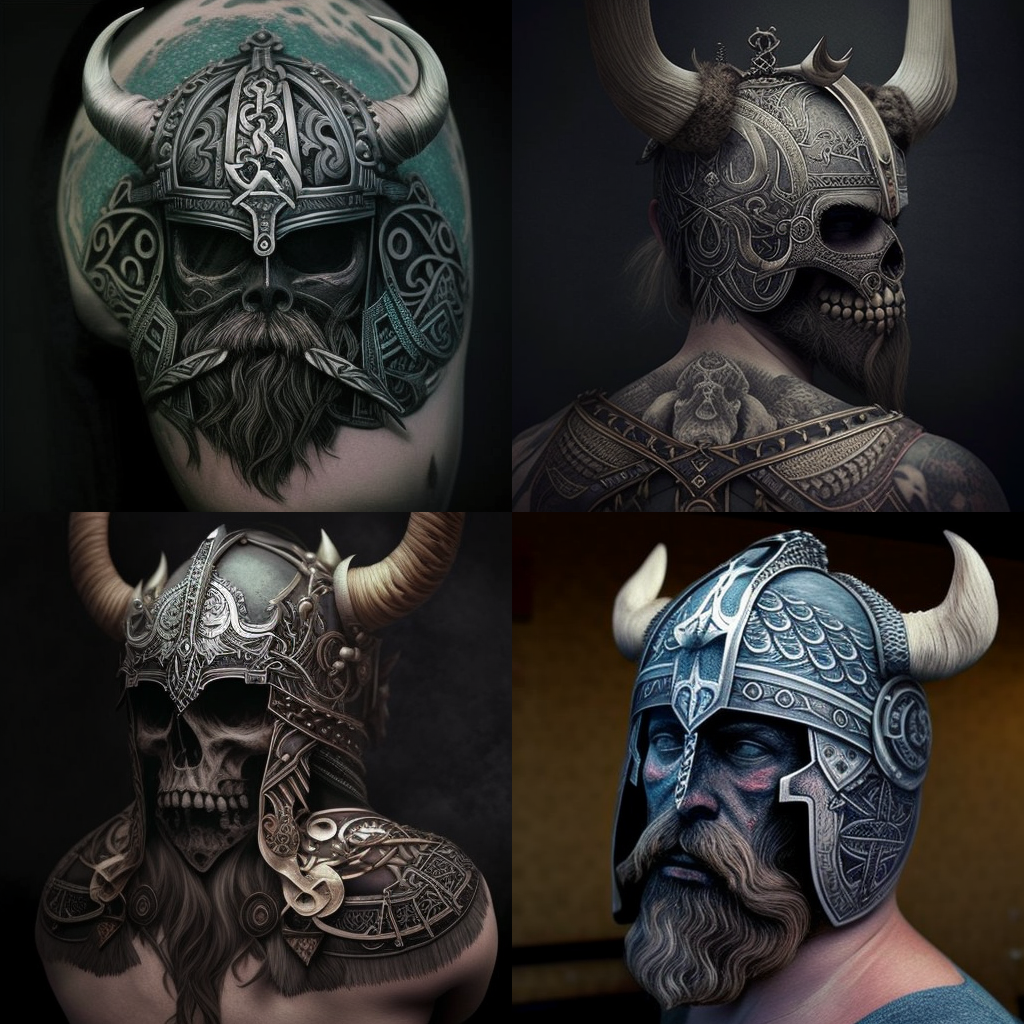 Tatouages tête de mort VIKING