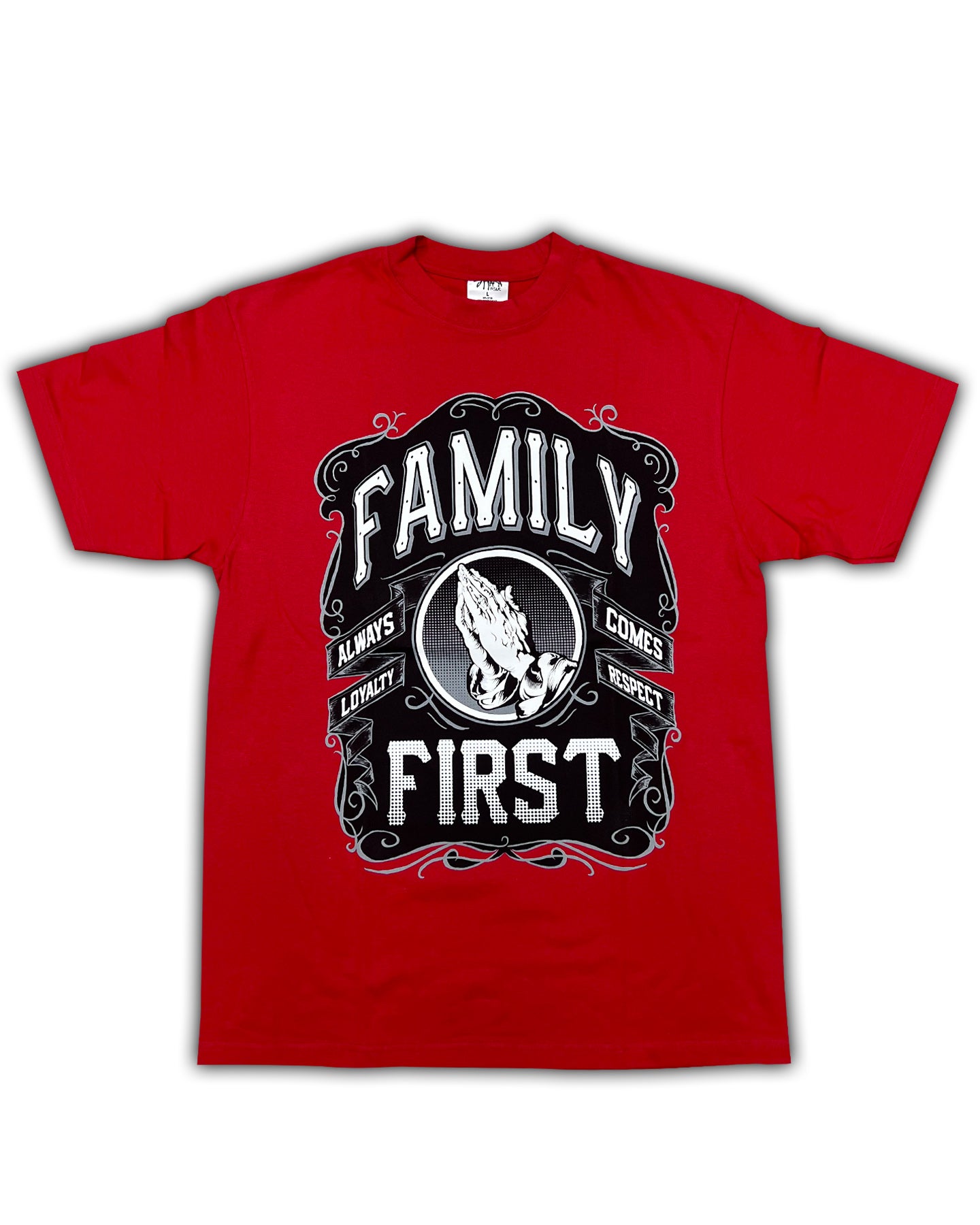 Family Praying Hands - Red Tee - Vintage Bootleg