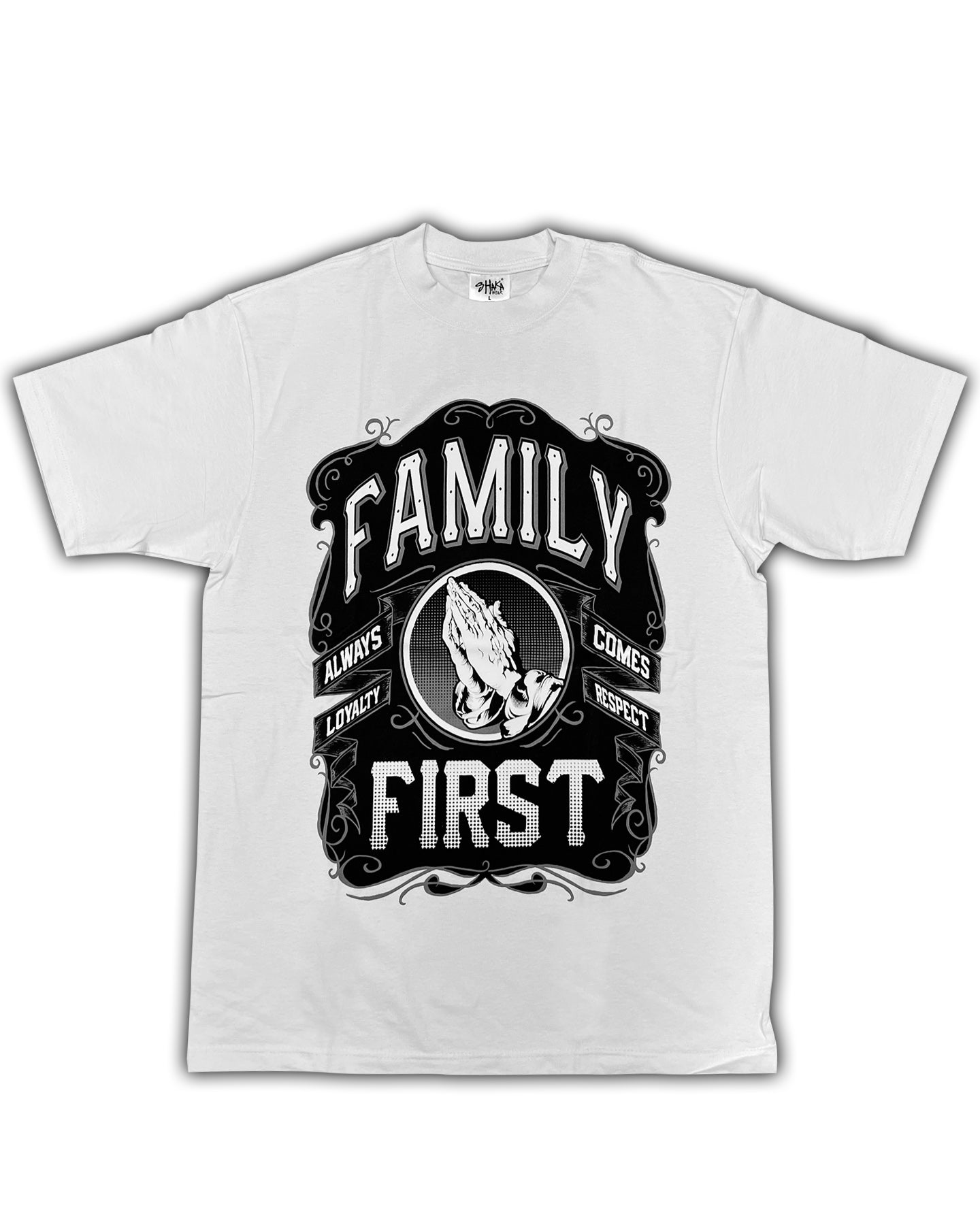 Family Praying Hands -White Tee - Vintage Bootleg