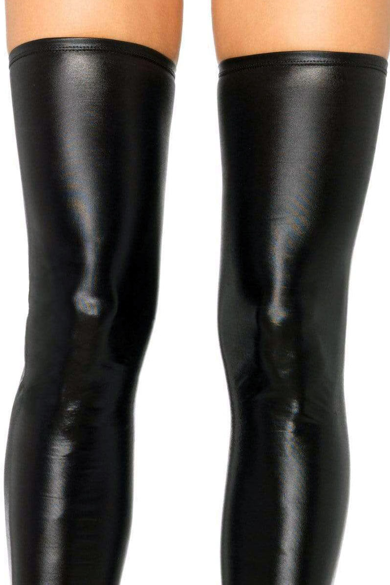 wet look thigh high boots