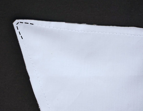 a picture of a standard collar with a black dotted line showing where to sew