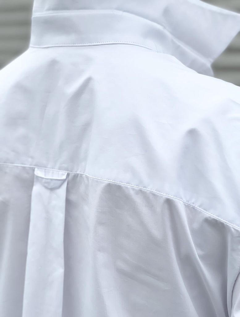white oversized shirt back yoke detail