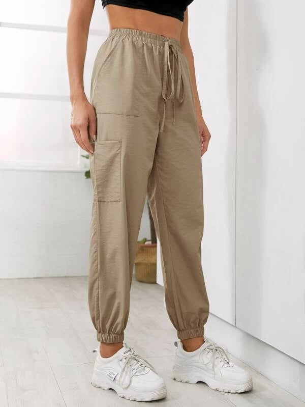 Women Solid Knot Pocket Detail Sweatpants