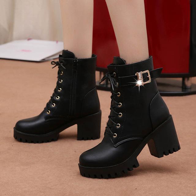 women's lace up heeled ankle boots