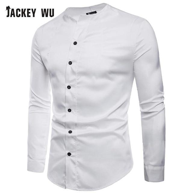 white no collar dress shirt