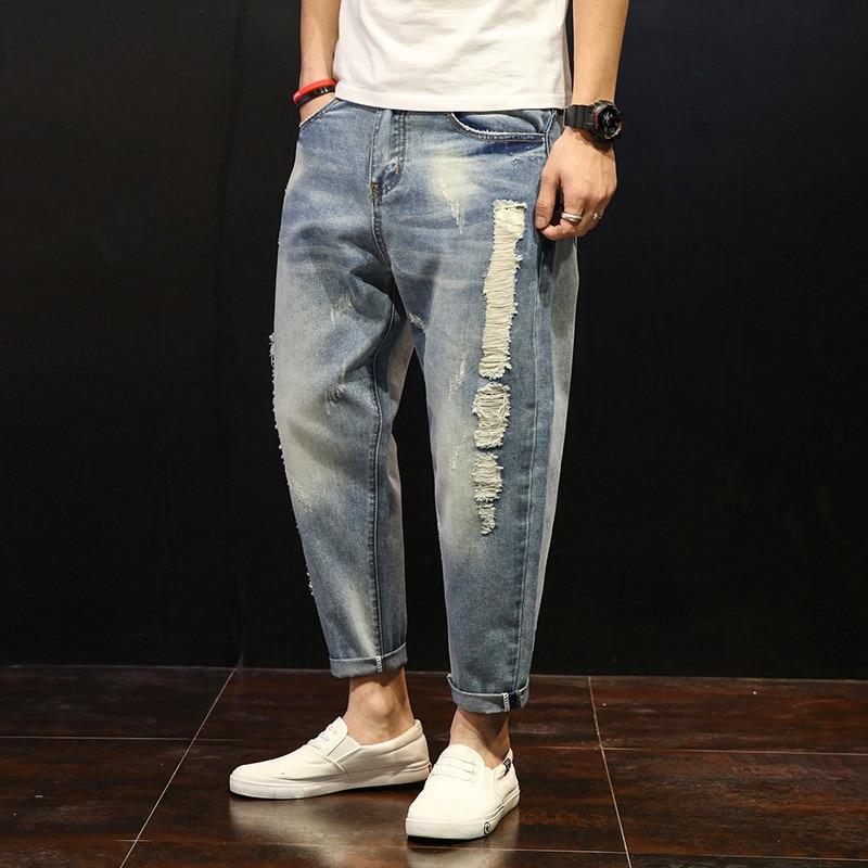 Hedendaags New Arrival Loose Harem Pants Men's Ripped Jeans Distressed Holes CD-97