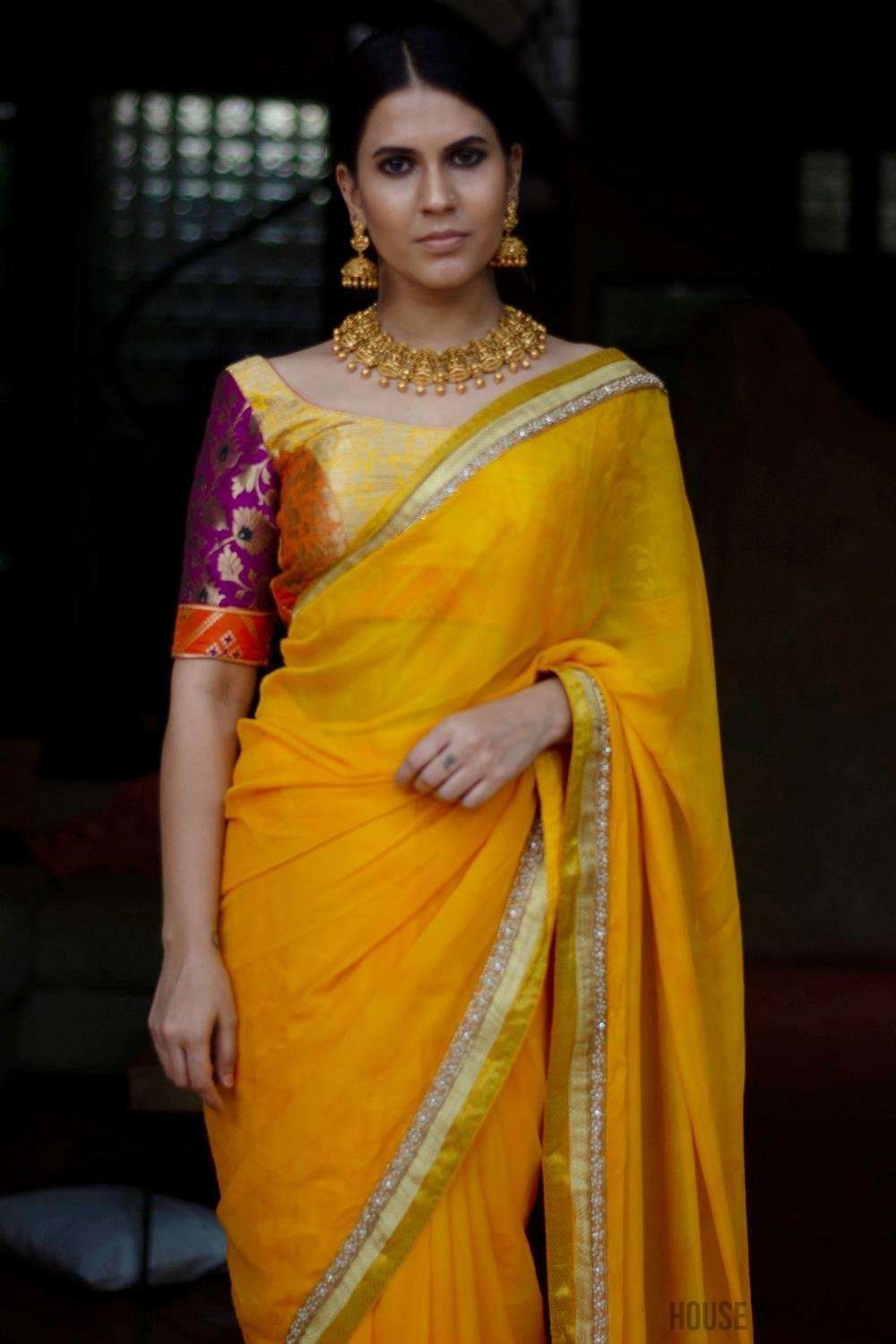 pure chiffon saree with designer blouse