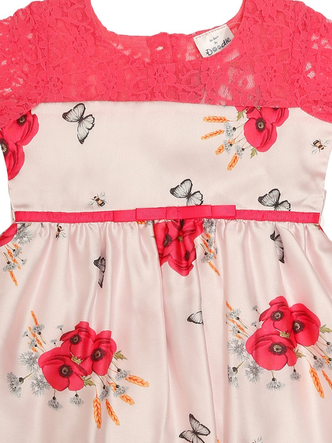 Pink Floral Printed Balloon Dress | Frock for girls | – Doodle