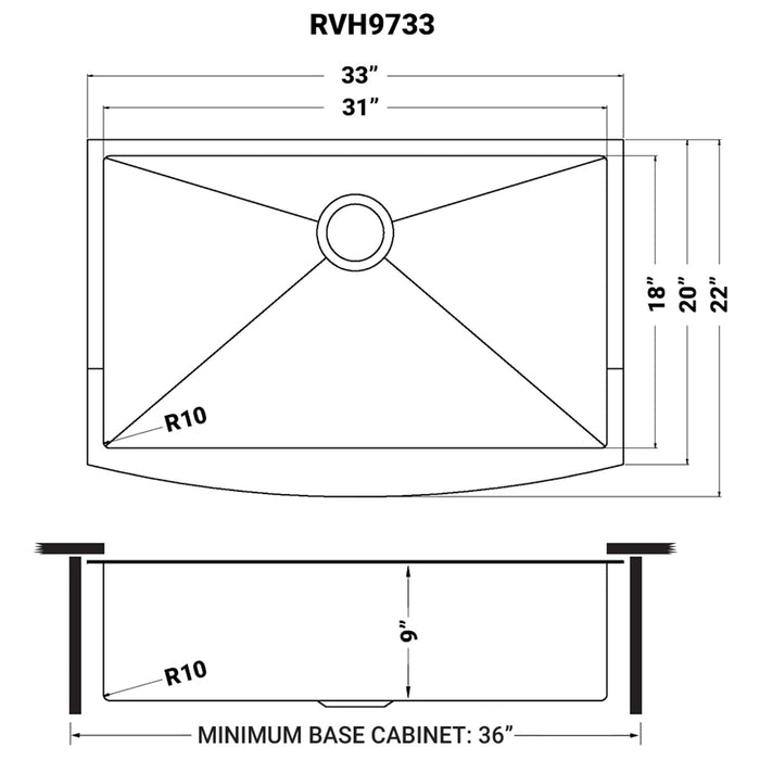 Ruvati 33 Inch Apron Front Farmhouse Kitchen Sink Gunmetal Black Mat