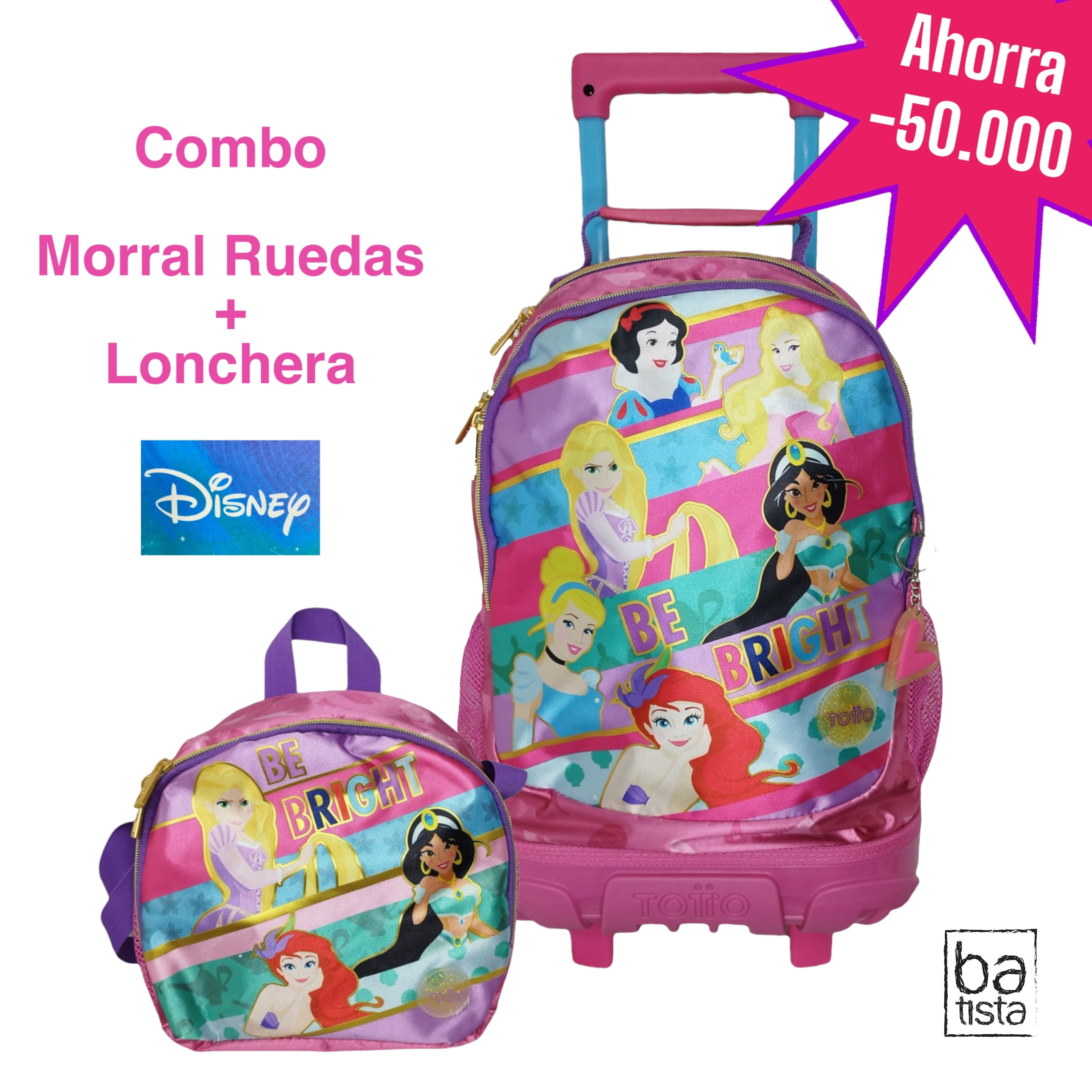 Ballena barba Corchete darse cuenta Combo Morral con Ruedas Totto Team Princess M 8IZ