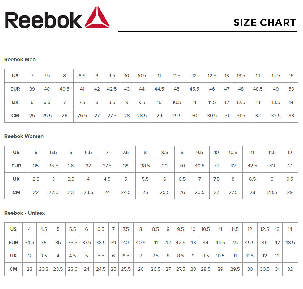 Conversion Size Chart For Reebok Shoes