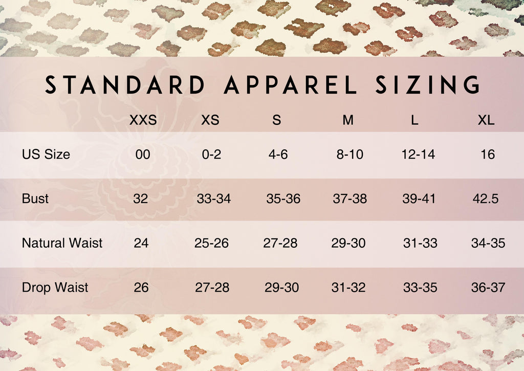 Standard Apparel Sizing Chart – The Porter Collective