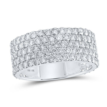 10kt White Gold Mens Round Diamond 5-Row Pave Band Ring 4-3/8 Cttw