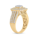 14kt Yellow Gold Womens Round Diamond Square Cluster Ring 1-1/2 Cttw