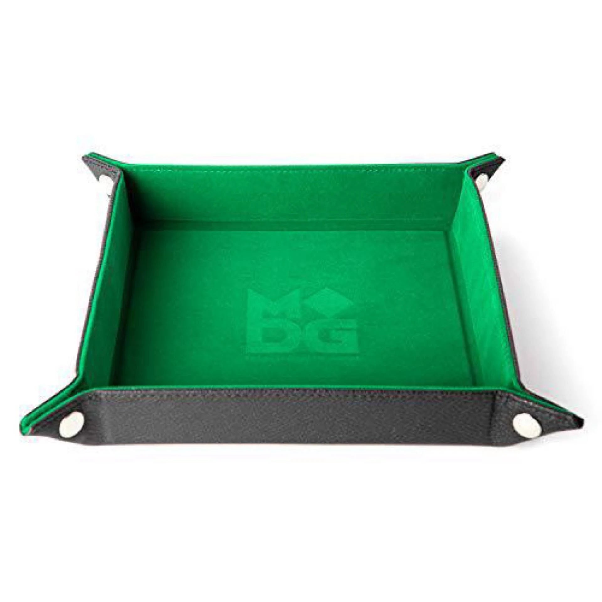 Fanroll by MDG Velvet Folding Dice Tray with Leather Backing: 10"x10" - Green