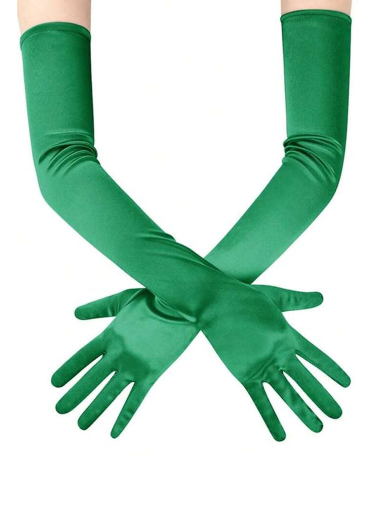 Women Solid Costume Green Gloves For Party