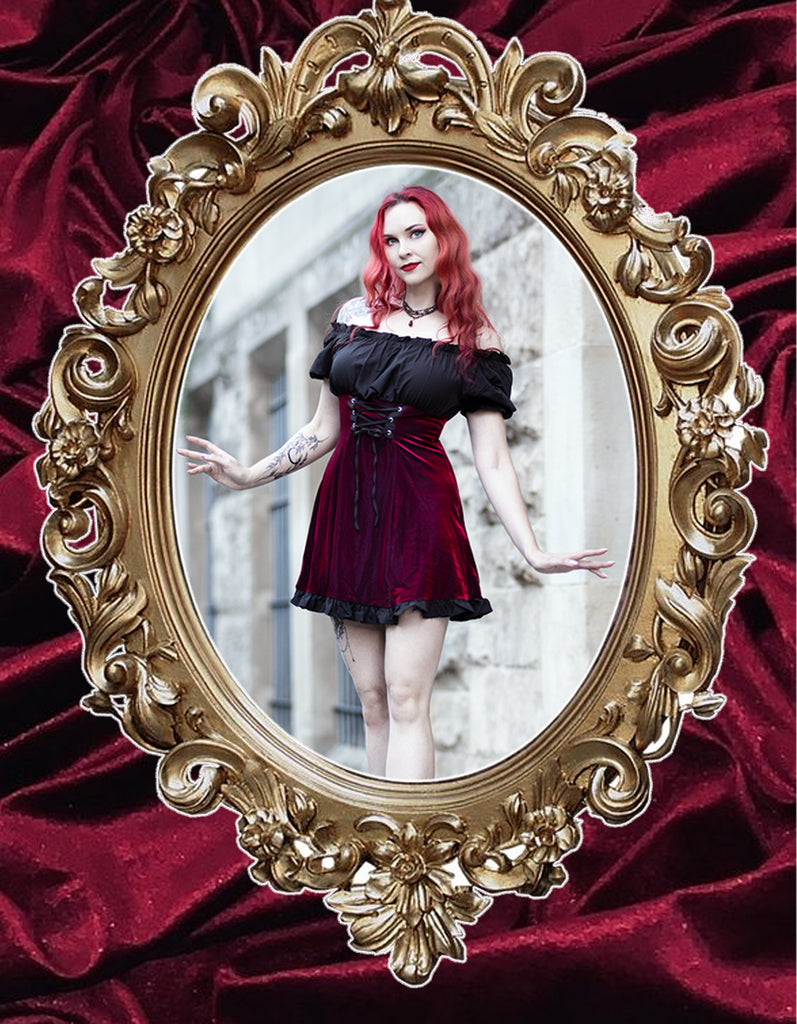 wine goth dress