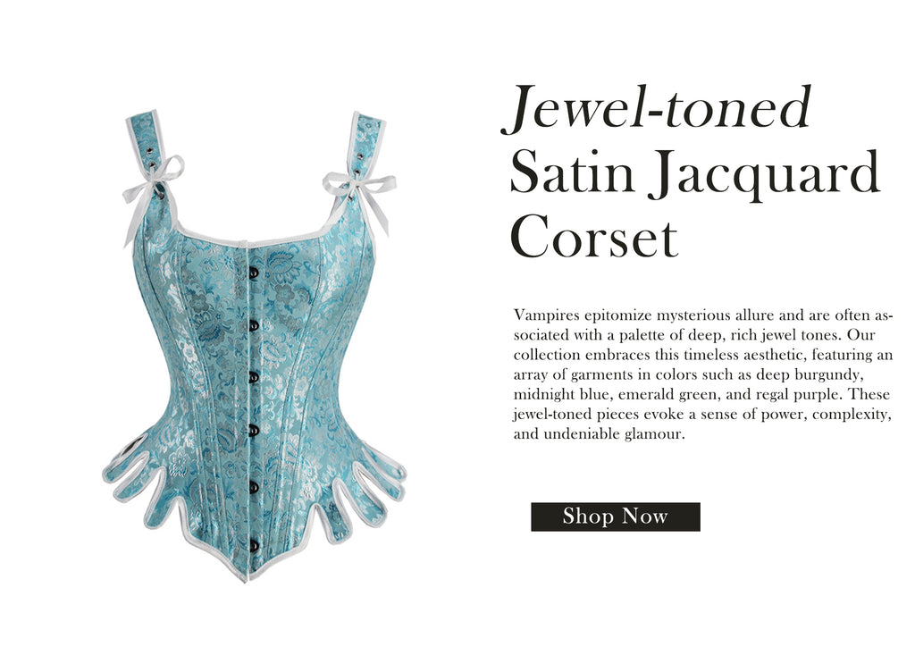 Women Victorian Corset Steampunk Satin Jacquard Bustier Top