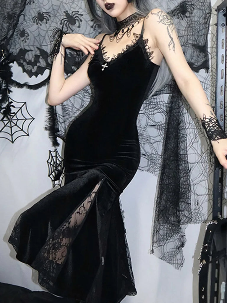For a Gothic-inspired ensemble that exudes elegance, start with a long black lace top. Opt for a deep V-neck or off-the-shoulder neckline to add a touch of sensuality.  Complete the look with intricately designed long skirt, dark lipstick, and smoky eye makeup for a vampy feel. Add a scarlet darkness black lace choker or statement necklace for an extra dose of allure.