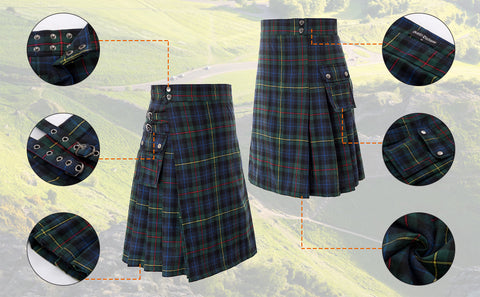 Utility-Kilt mit schottischem Schottenmuster für Herren
