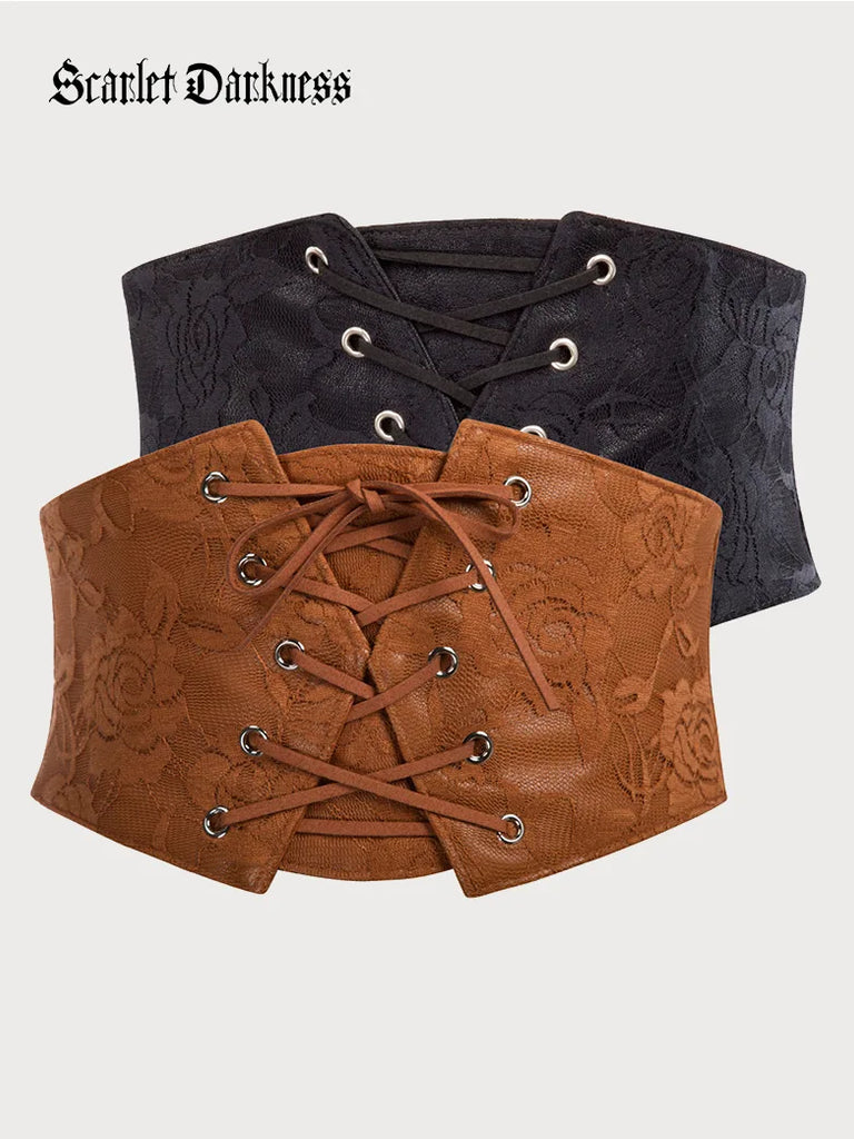 Scarlet Darkness Womens Steampunk Costumes Corset Belts Retro Buckle Waist  Cincher Black S at  Women's Clothing store