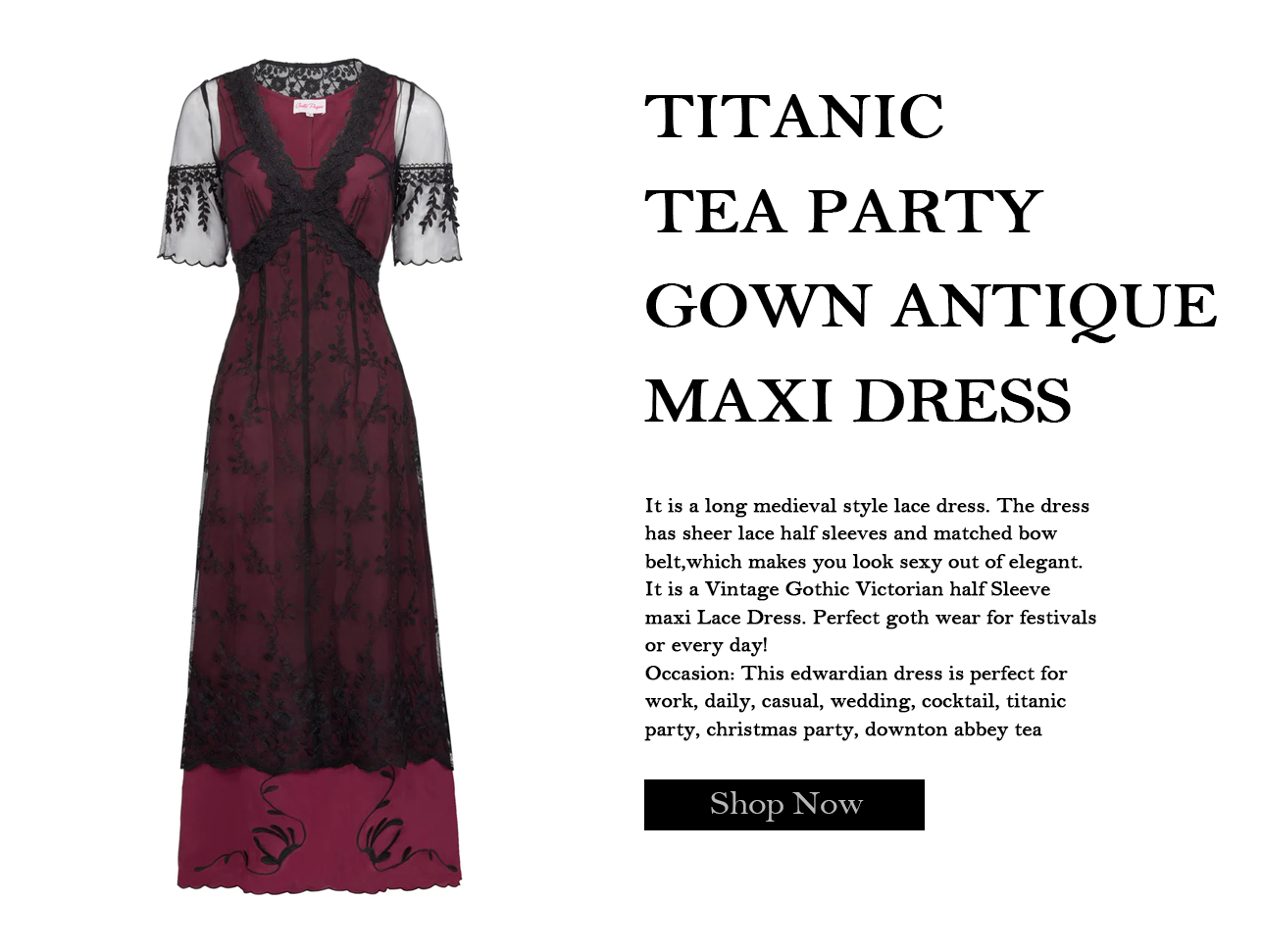 Titanic Tea Party Gown Antique Maxi Dress