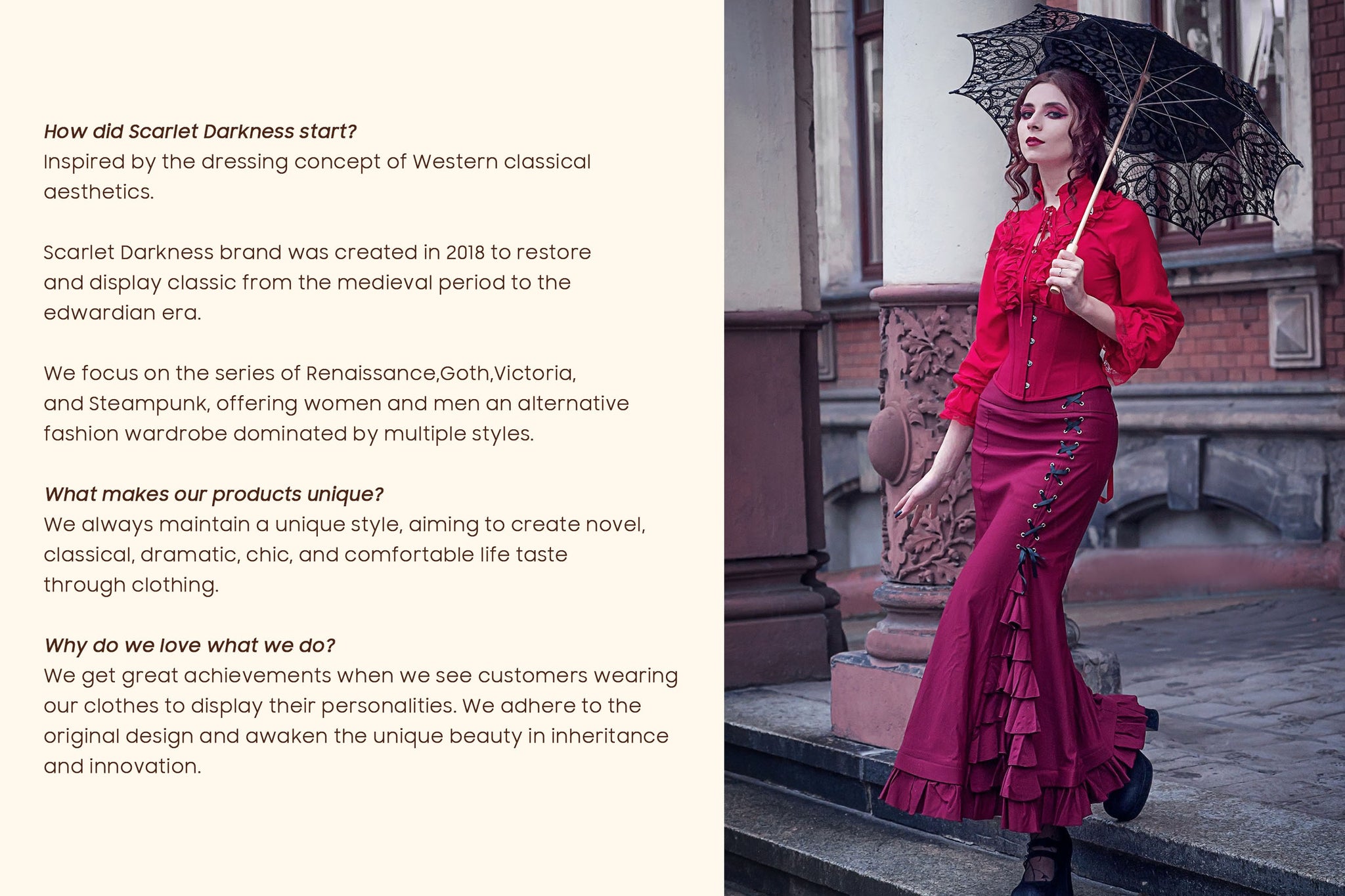 Scarlet Darkness Woman Medieval Vintage Costume