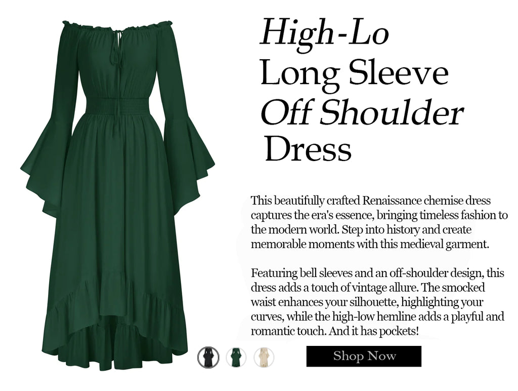 Women High-Lo Dress Long Sleeve Off Shoulder Dress