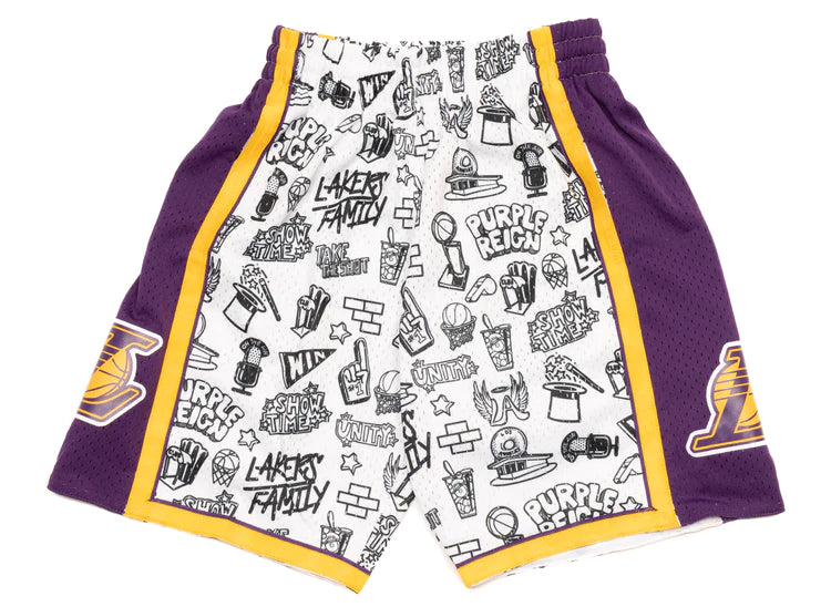 LA Lakers M&N Men's Big Face 4.0 Black Gold Shorts