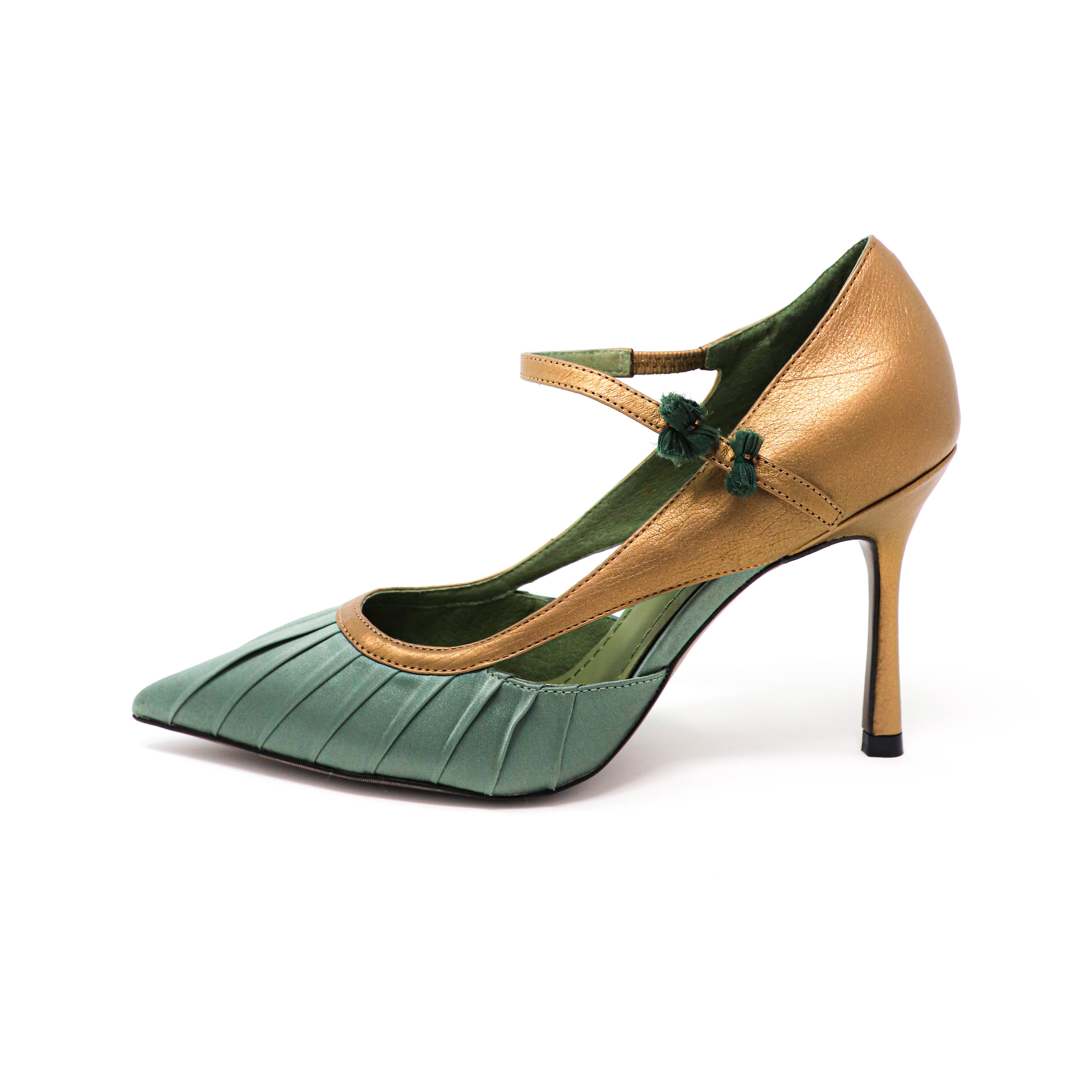 green high heel shoes