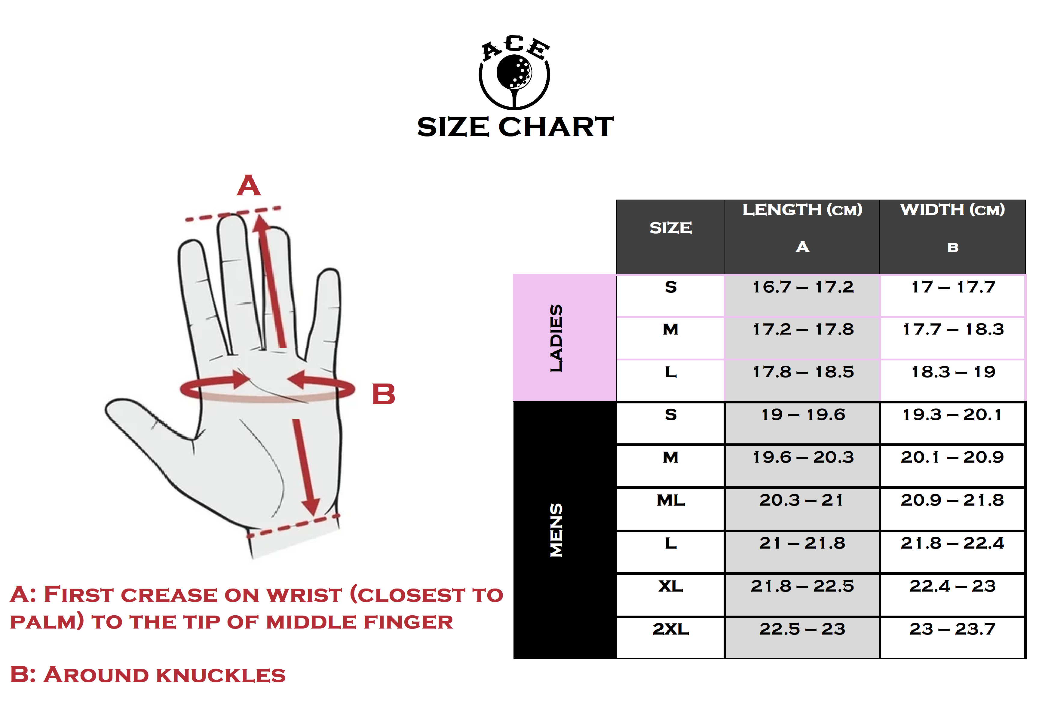 Ora Sailing Gloves Size Guide