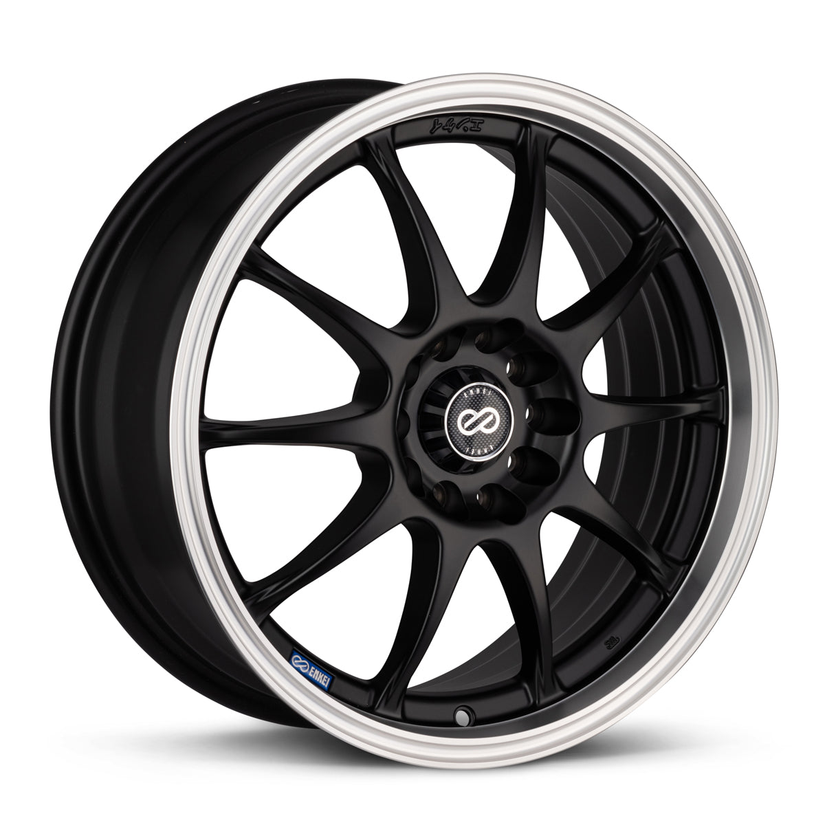 Enkei J10 16x7 4x100/108 42mm Offset 72.62mm Bore Dia Matte Black w/ Machined Lip Wheel - 409-670-11BK