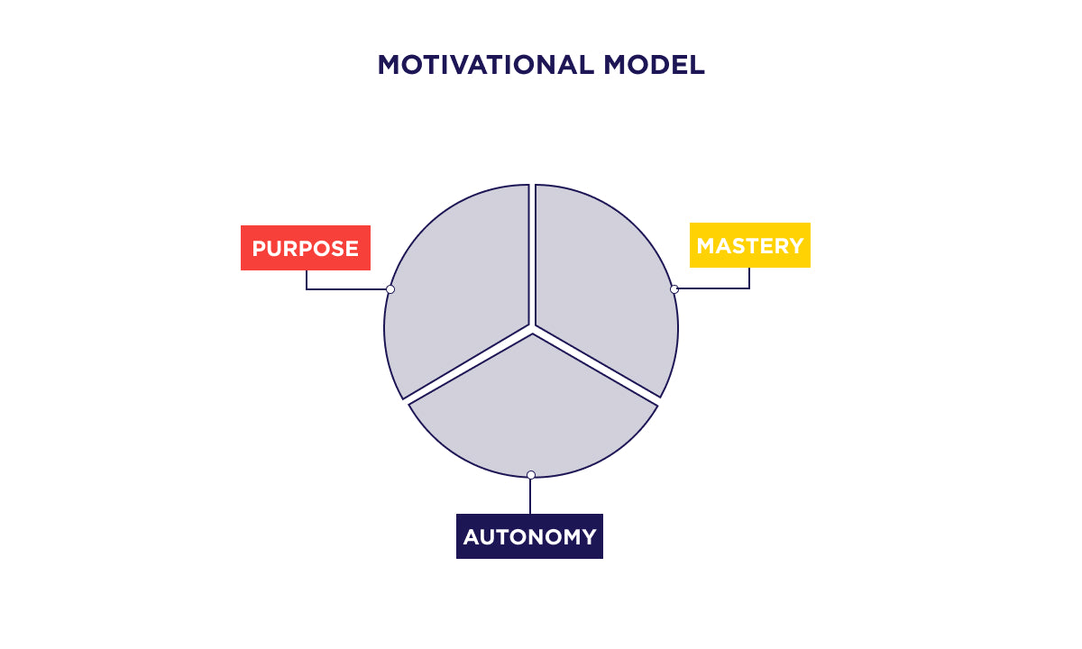 Pie Chart: Evenly split: Purpose, Mastery, Autonomy