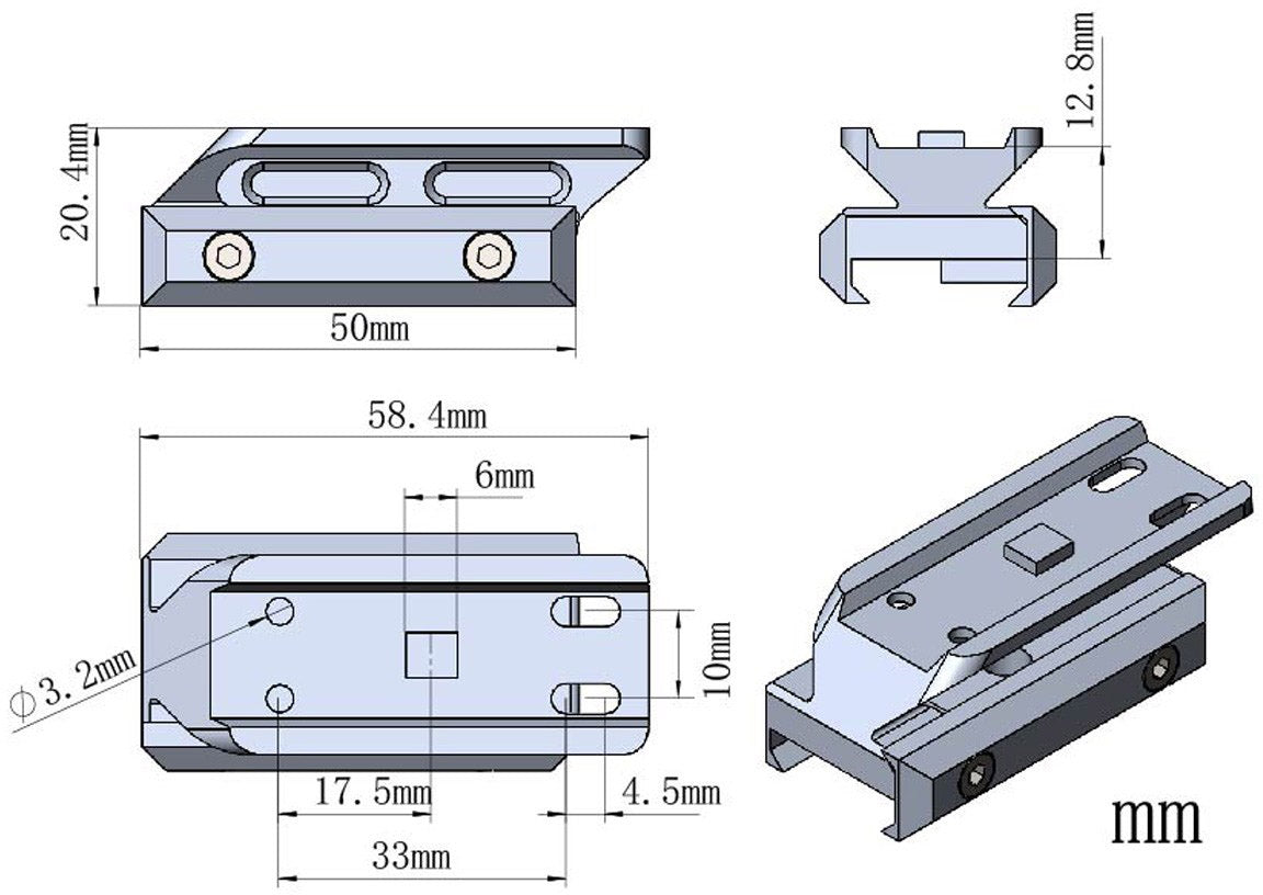 0.5" Profile Cantilever Picatinny Riser Mount -structure data