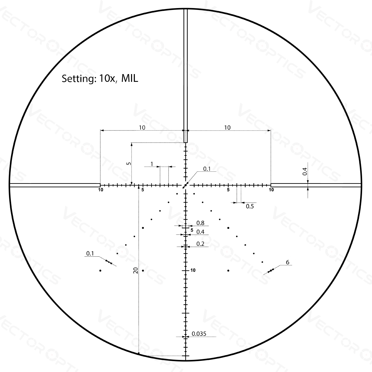 Veyron 10x44 SFP Compact Scope Reticle