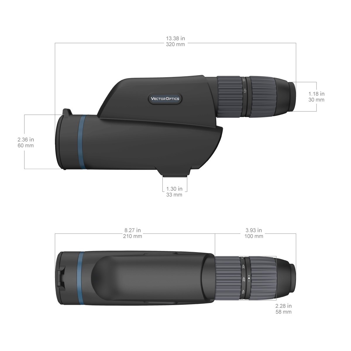 Continental 12-40x60 ED Spotting Scope Size