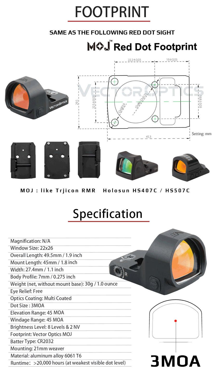 Frenzy-X 1x22x26 MOS Red Dot Scope 설치 공간