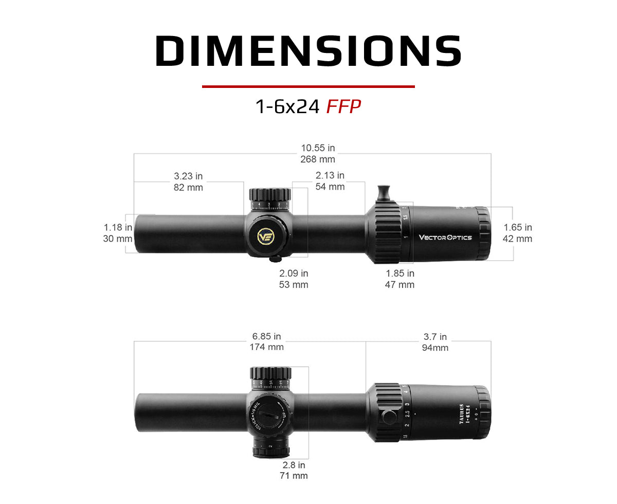 Taurus 1-6x24 FFP Dimensions