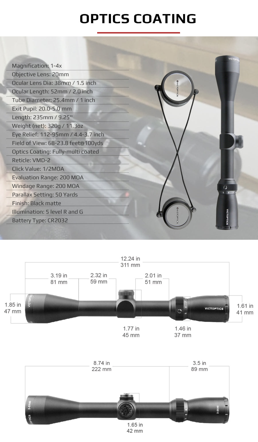 VICTOPTICS PAC 3-9X40 코팅